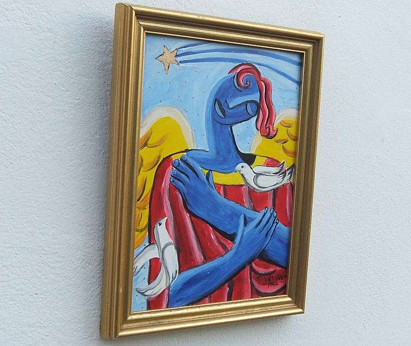 WOW !! A PICASSO STYLE ORIGINAL ACRYLIC ON BOARD BY SA ARTIST HANNES BORMAN IN GOOD CONDITION !!