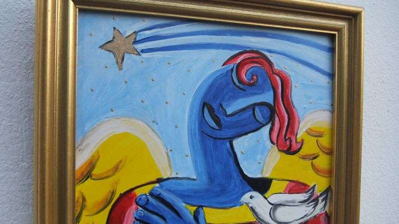 WOW !! A PICASSO STYLE ORIGINAL ACRYLIC ON BOARD BY SA ARTIST HANNES BORMAN IN GOOD CONDITION !!