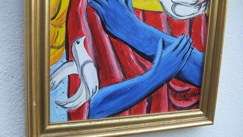 WOW !! A PICASSO STYLE ORIGINAL ACRYLIC ON BOARD BY SA ARTIST HANNES BORMAN IN GOOD CONDITION !!