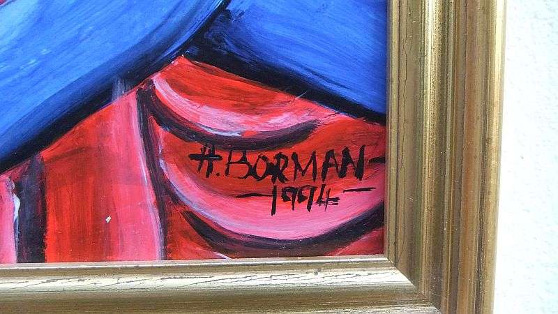 WOW !! A PICASSO STYLE ORIGINAL ACRYLIC ON BOARD BY SA ARTIST HANNES BORMAN IN GOOD CONDITION !!