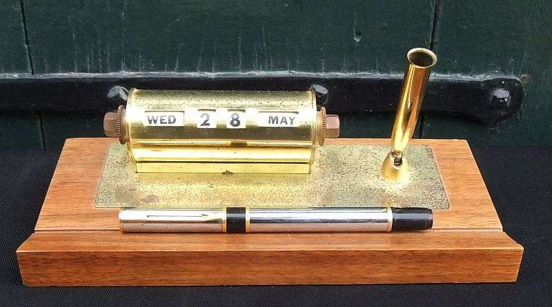 AN ULTRA CLASSY VINTAGE FRENCH MADE WATERMANS FOUNTAIN PEN WITH SOLID WALNUT DESK PIECE !!