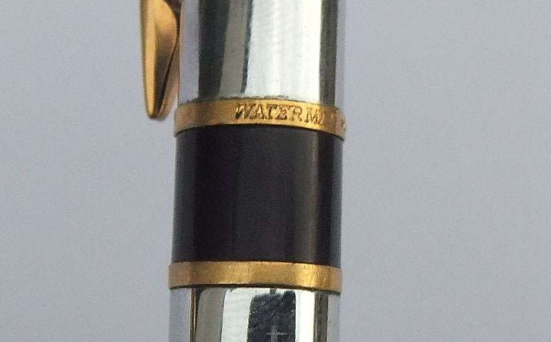 AN ULTRA CLASSY VINTAGE FRENCH MADE WATERMANS FOUNTAIN PEN WITH SOLID WALNUT DESK PIECE !!