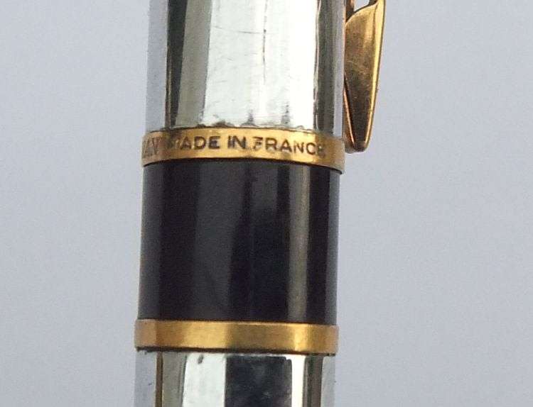 AN ULTRA CLASSY VINTAGE FRENCH MADE WATERMANS FOUNTAIN PEN WITH SOLID WALNUT DESK PIECE !!