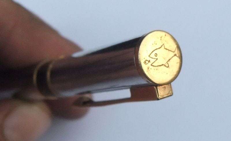 AN ULTRA CLASSY VINTAGE FRENCH MADE WATERMANS FOUNTAIN PEN WITH SOLID WALNUT DESK PIECE !!