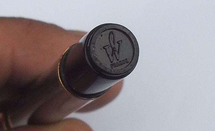 AN ULTRA CLASSY VINTAGE FRENCH MADE WATERMANS FOUNTAIN PEN WITH SOLID WALNUT DESK PIECE !!