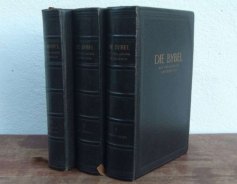 AN IMPRESSIVE 3 VOLUME SET OF THE BIBLE IN AFRIKAANS PRINTED IN THE NETHERLANDS DURING THE LATE 50`S