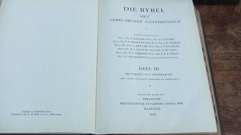 AN IMPRESSIVE 3 VOLUME SET OF THE BIBLE IN AFRIKAANS PRINTED IN THE NETHERLANDS DURING THE LATE 50`S