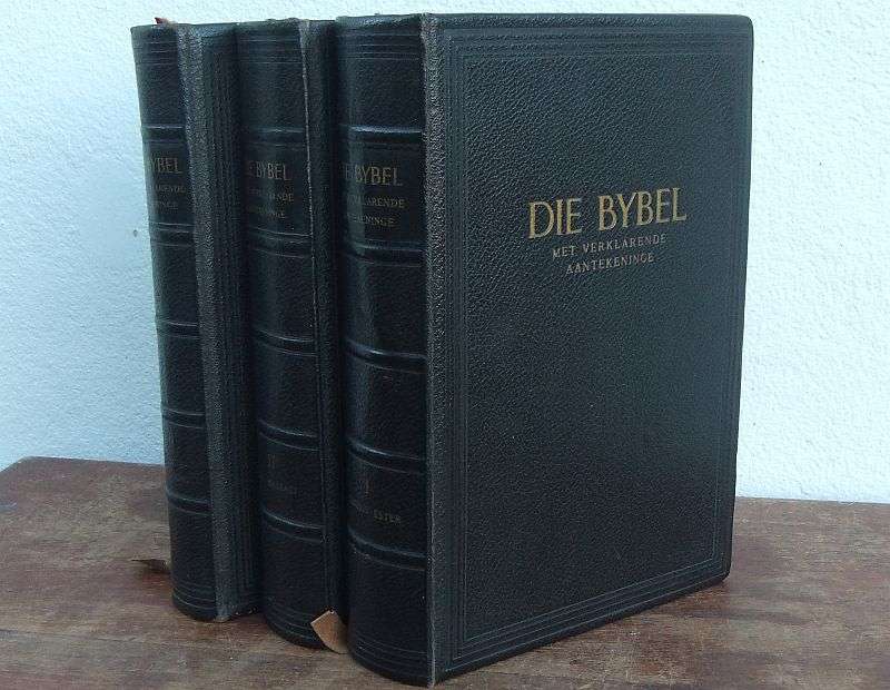 AN IMPRESSIVE 3 VOLUME SET OF THE BIBLE IN AFRIKAANS PRINTED IN THE NETHERLANDS DURING THE LATE 50`S