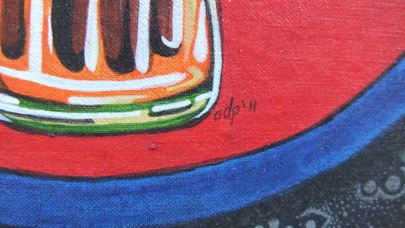 A hand painted and signed Acrylic on canvas of the Coca-Cola Advertising logo ...Very cool