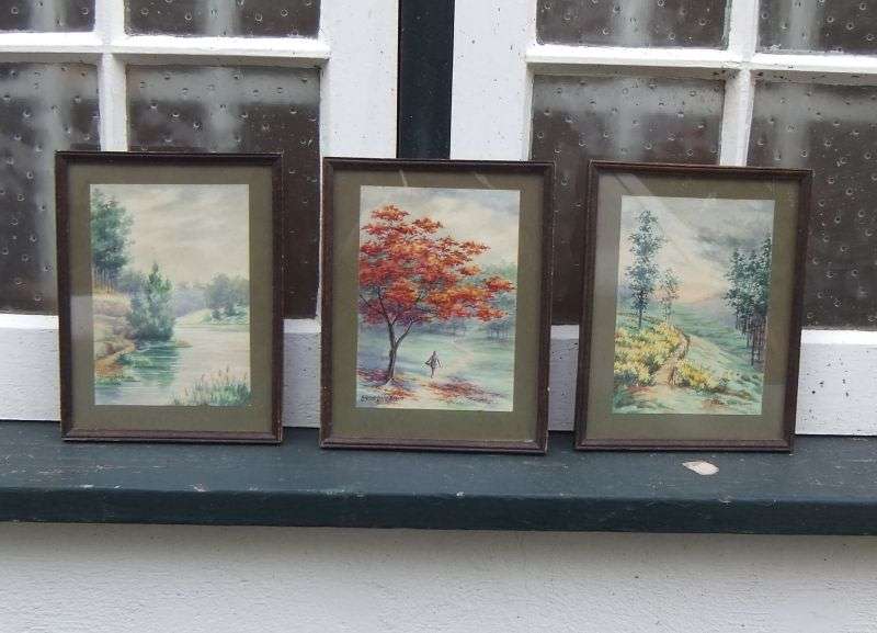 WoW !! WoW !! Three Magical original Watercolor paintings signed by the artist Elfrida Leslie-Rogers