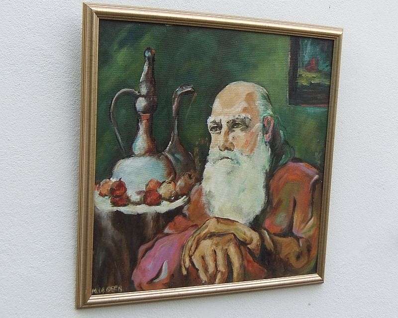 A Big Eye Catching original oil on board of an ""Oupa in thought"" signed M.De Beer ...Cool !!