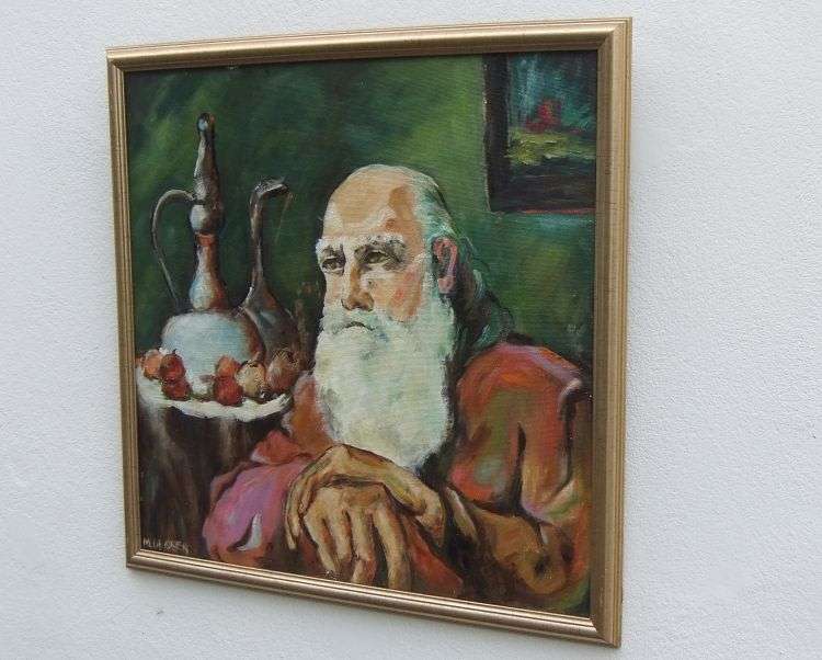 A Big Eye Catching original oil on board of an ""Oupa in thought"" signed M.De Beer ...Cool !!