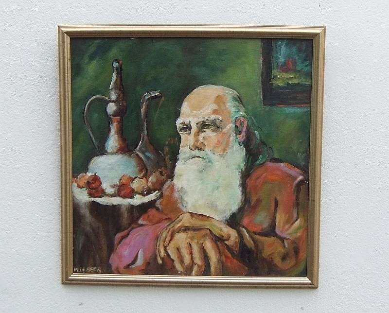 A Big Eye Catching original oil on board of an ""Oupa in thought"" signed M.De Beer ...Cool !!