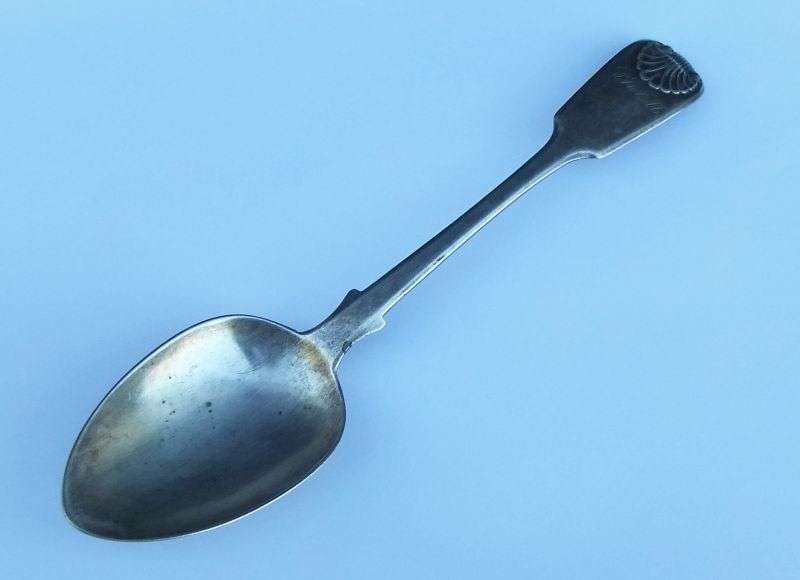 SUPER RARE !! CAPE SILVER LARGE SPOON BY LAWRENCE TWENTYMAN INSCRIBED PJ VD M...CIRCA EARLY 1800`S