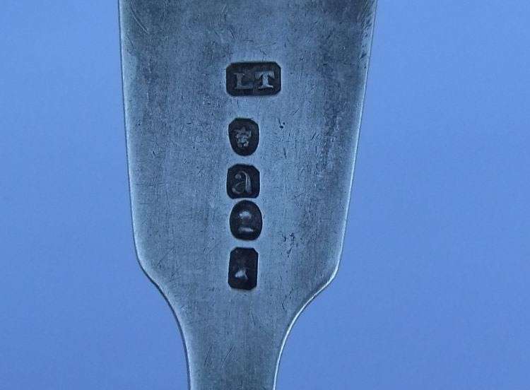 SUPER RARE !! CAPE SILVER LARGE SPOON BY LAWRENCE TWENTYMAN INSCRIBED PJ VD M...CIRCA EARLY 1800`S