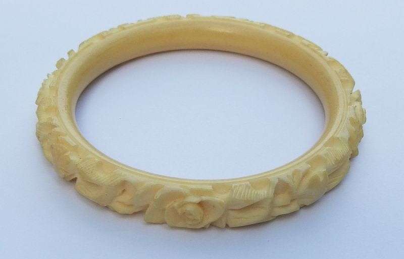 FOR HIM & HER !! A CUTE BOAT IN A BOTTLE AND A VINTAGE CARVED BONE BANGLE !! BID FOR BOTH !!