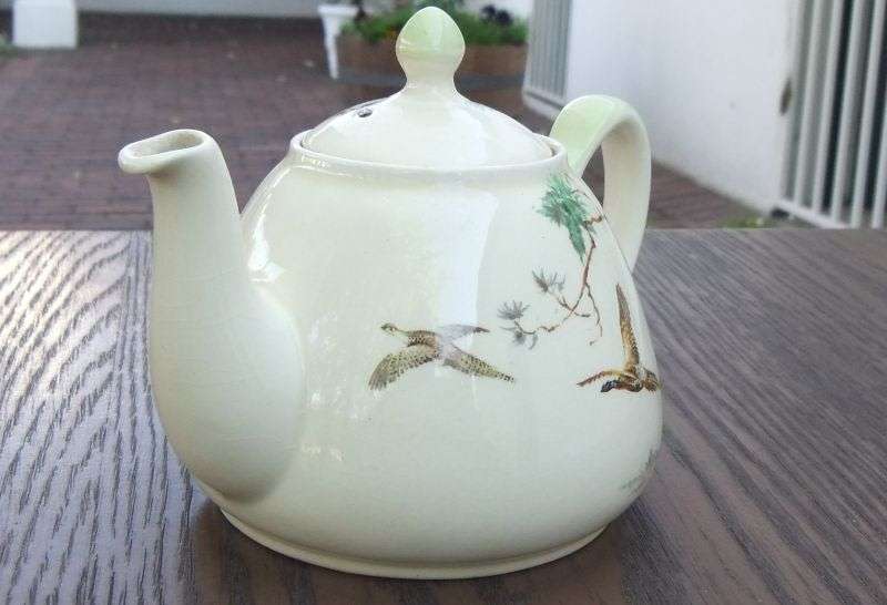 AN ART DECO PERIOD TINY TEAPOT BY ROYAL DOULTON FEATURING " THE COPPICE " PATTERN !! RARELY SEEN !!