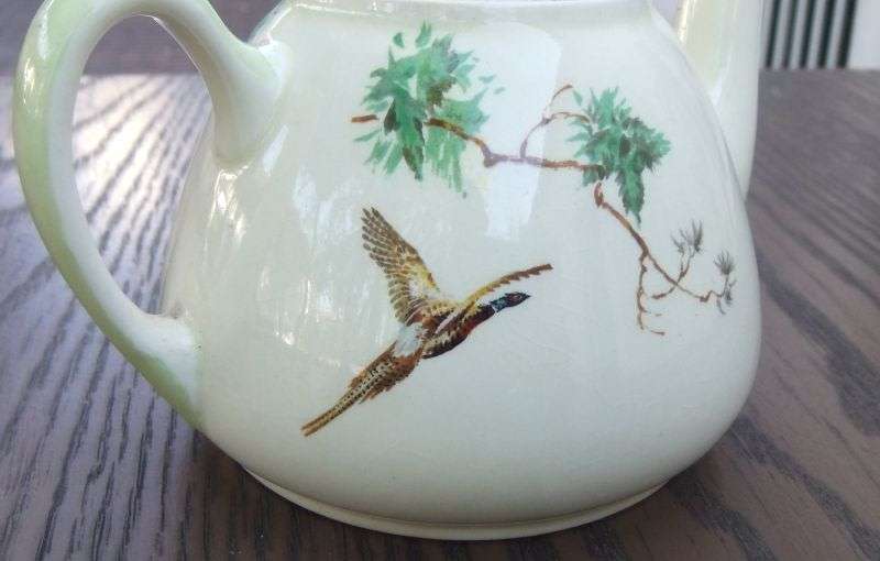AN ART DECO PERIOD TINY TEAPOT BY ROYAL DOULTON FEATURING " THE COPPICE " PATTERN !! RARELY SEEN !!
