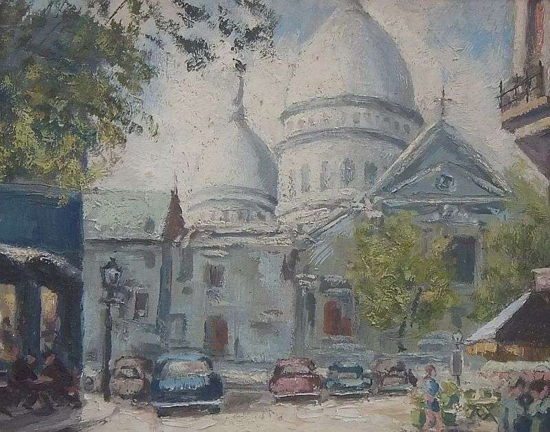 AN EYE CATCHING OLD ORIGINAL OIL ON BOARD DEPICTING A PARISIAN SCENE...UNSIGNED BUT STUNNING...WOW !