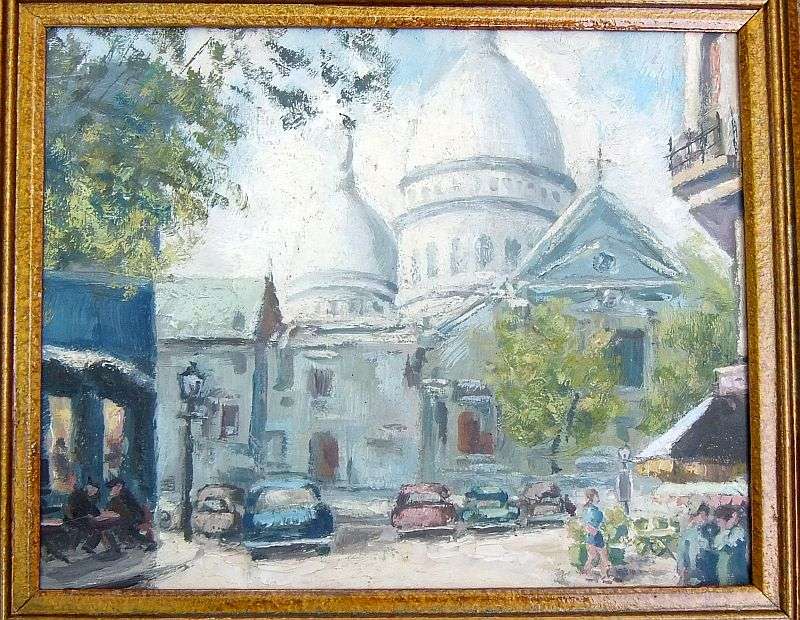 AN EYE CATCHING OLD ORIGINAL OIL ON BOARD DEPICTING A PARISIAN SCENE...UNSIGNED BUT STUNNING...WOW !