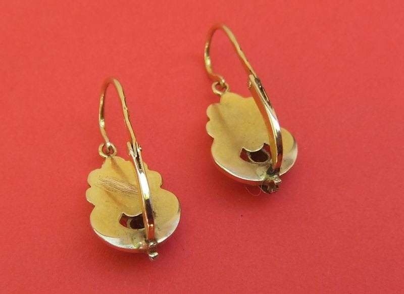 A STUNNING PAIR OF ANTIQUE PORTUGUESE 19 CT GOLD EARRINGS SET WITH ROUGH STONES...WOW !! WOW !!