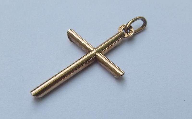 A LOVELY VINTAGE ITALIAN 9 CT GOLD CROSS PENDANT - CLEARLY STAMPED - AWESOME CONDITION !! WOW !!