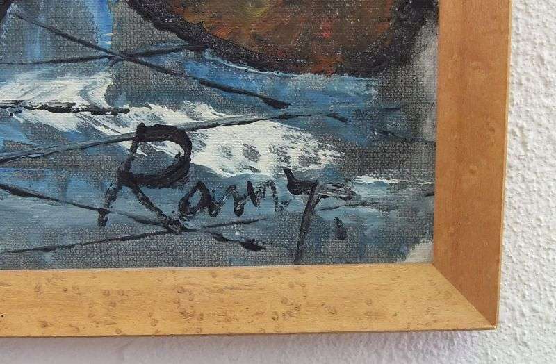 A STUNNING ORIGINAL OIL ON BOARD DEPICTING TWO YOUNG GIRLS SIGNED BY THE ARTIST ...RAMY ?? AWESOME !