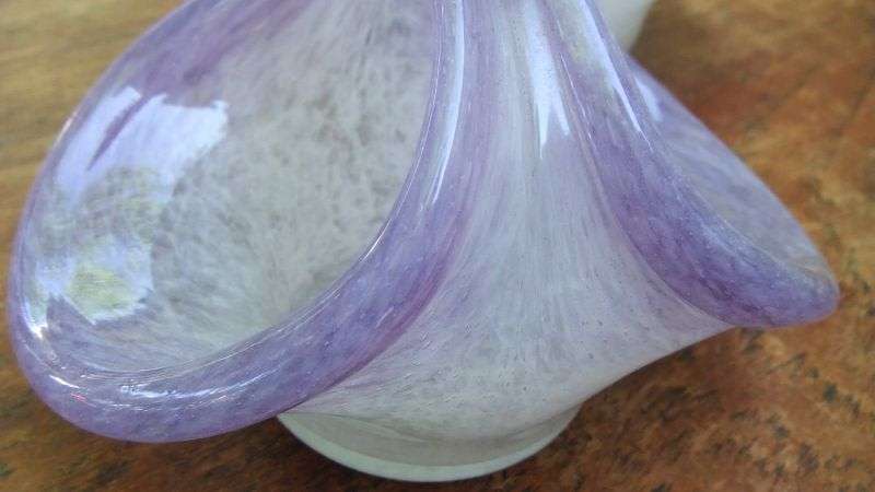 A SPECTACULAR PAIR OF SIGNED ART GLASS SWEET BASKETS BY VASART GLASS.....AMAZING CONDITION !!