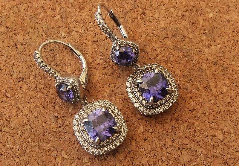 3 AWESOME PAIRS OF SOLID STERLING SILVER EARRINGS SET WITH A VARIETY OF FACETED STONES...BID FOR ALL