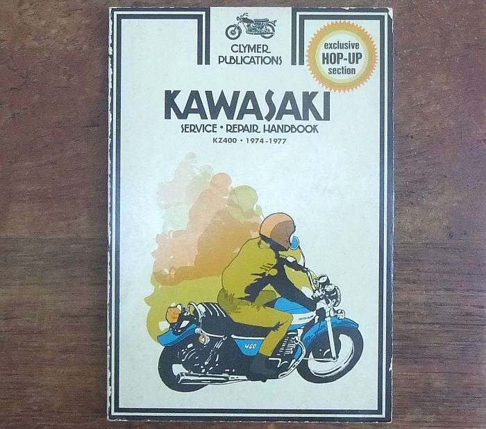 RARE !! VINTAGE 1970`S KAWASAKI KZ400 SERVICE AND REPAIR HANDBOOK BY CLYMER PUBLICATIONS !!