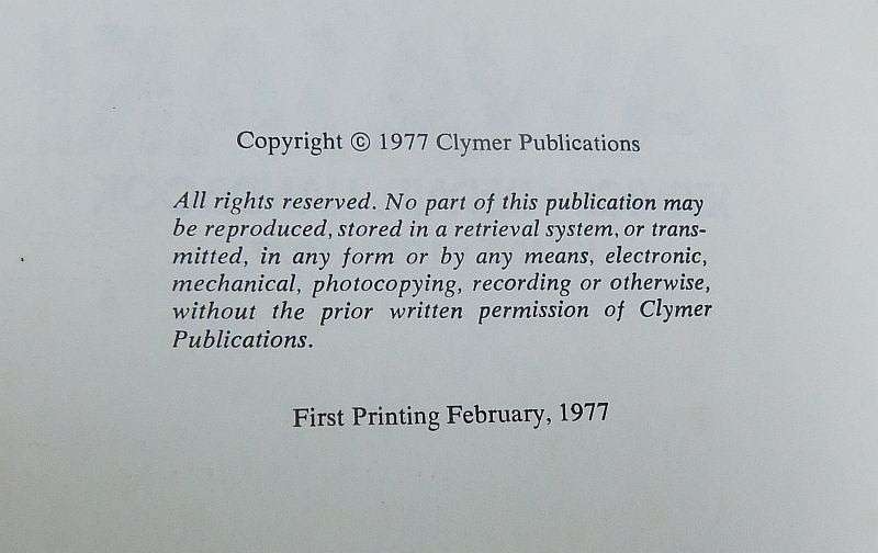 RARE !! VINTAGE 1970`S KAWASAKI KZ400 SERVICE AND REPAIR HANDBOOK BY CLYMER PUBLICATIONS !!