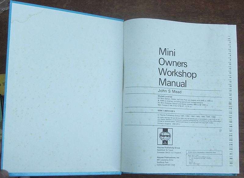 GREAT FIND !! A VINTAGE ""MINI"" OWNERS WORKSHOP MANUAL BY HAYNES FOR MODELS 1969 - 1988...WOW !!
