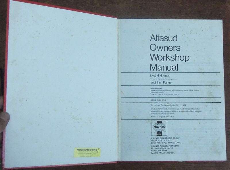 AWESOME !! A VINTAGE ALFA ROMEO OWNERS WORKSHOP MANUAL BY HAYNES FOR MODELS 1974 - 1984 ...WOW !!