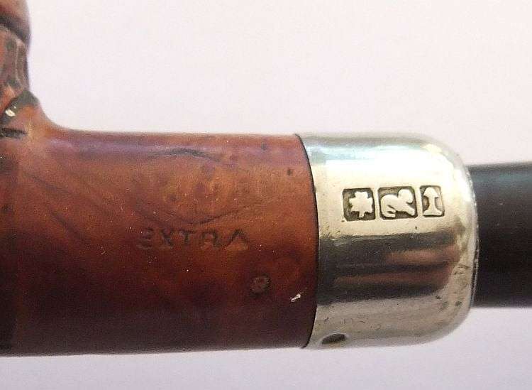 A FABULOUS INTRICATELY DETAILED HAND CARVED VINTAGE SMOKING PIPE WITH INTERESTING COLLAR !! COOL !!