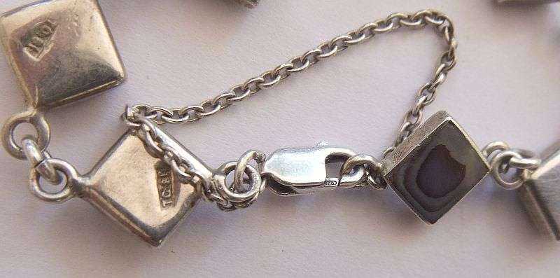 AN ABSOLUTELY STUNNING VINTAGE STERLING SILVER DESIGNER BRACELET SET WITH ABALONE !! WOW WOW !!