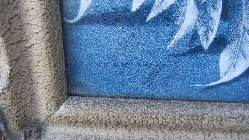 WOW ! A RARE AWESOME PRINT IN ORIGINAL VINTAGE FRAME ... POINSETTIAS BY TRETCHIKOFF !! GREAT FIND !!