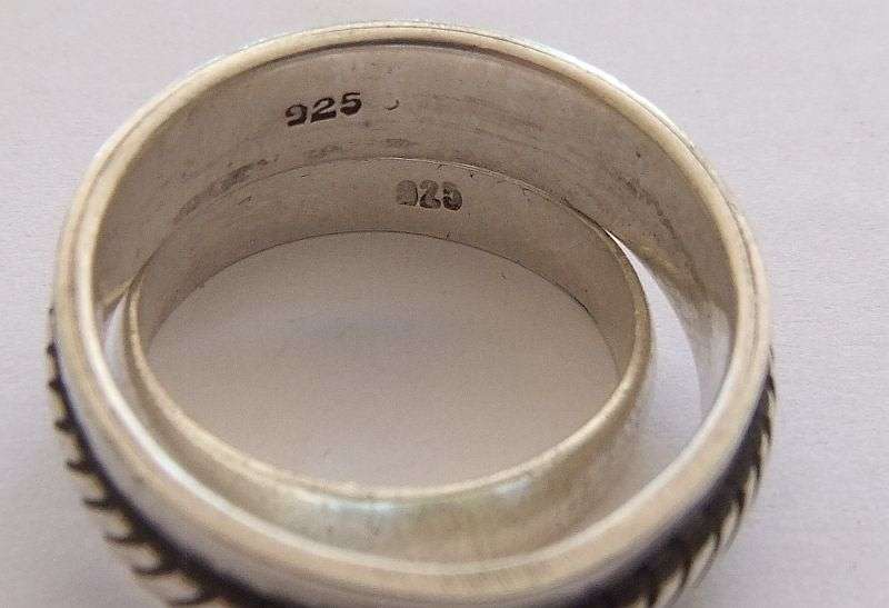 TWO STERLING SILVER RINGS !! ONE SPINNER RING AND ONE WEDDING BAND !! BID FOR BOTH !! SUPER DEAL !!