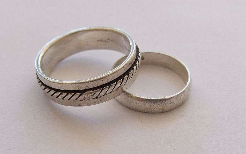 TWO STERLING SILVER RINGS !! ONE SPINNER RING AND ONE WEDDING BAND !! BID FOR BOTH !! SUPER DEAL !!