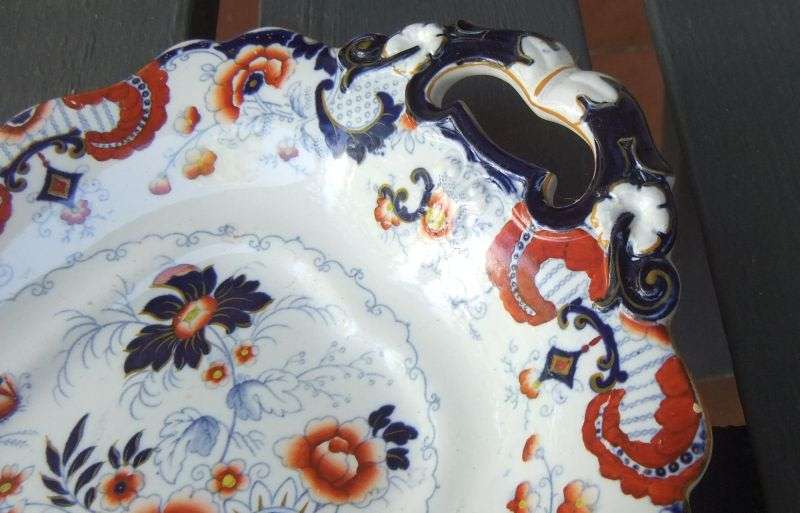 SUPER RARE MID 1800`S WILLIAM RIDGEWAY & CO JAPAN PATTERN PLATTER - OPAQUE GRANITE CHINA