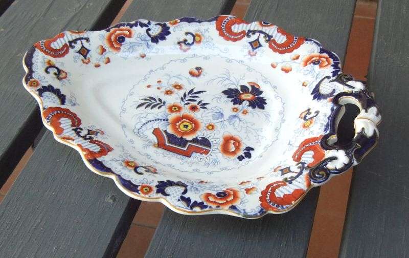 SUPER RARE MID 1800`S WILLIAM RIDGEWAY & CO JAPAN PATTERN PLATTER - OPAQUE GRANITE CHINA