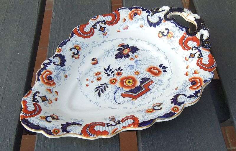 SUPER RARE MID 1800`S WILLIAM RIDGEWAY & CO JAPAN PATTERN PLATTER - OPAQUE GRANITE CHINA