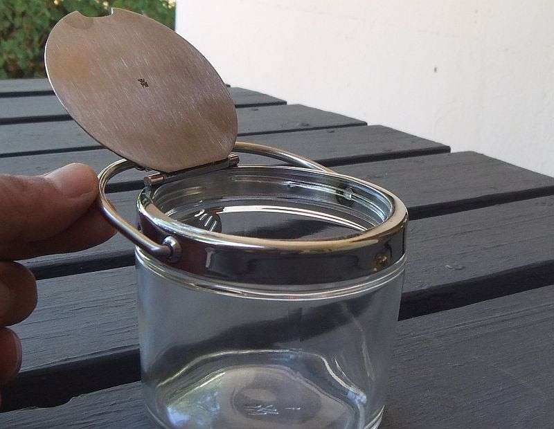 AN EYE CATCHING DESIGNER SUGAR POT WITH MECHANICAL LID BY ""WMF"" OF GERMANY !! HIGH CLASS !!
