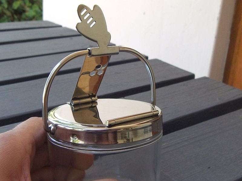 AN EYE CATCHING DESIGNER SUGAR POT WITH MECHANICAL LID BY ""WMF"" OF GERMANY !! HIGH CLASS !!