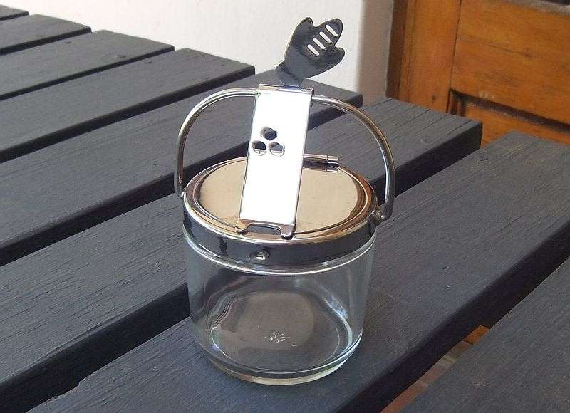 AN EYE CATCHING DESIGNER SUGAR POT WITH MECHANICAL LID BY ""WMF"" OF GERMANY !! HIGH CLASS !!