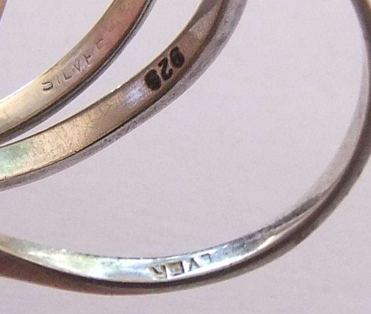 SUPER DEAL !! THREE STYLISH SOLID STERLING SILVER RINGS ... FACETED PURPLE STONE , CLUSTER ETC !!