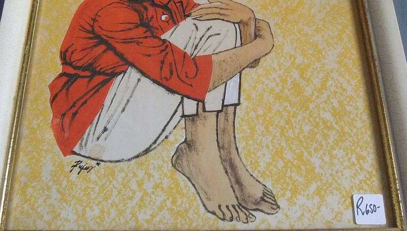 WOW !! A VERY ATTRACTIVE SIGNED ORIGINAL MIXED MEDIA ARTWORK OF A YOUNG GIRL ...1970`S STYLE