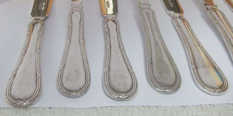 DINNER FOR FOUR ... FOUR OLD SILVER PLATE KNIVES AND FORKS PAIRS MARKED WITH """ T.W & S """