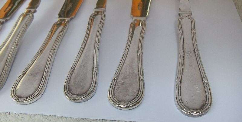 DINNER FOR FOUR ... FOUR OLD SILVER PLATE KNIVES AND FORKS PAIRS MARKED WITH """ T.W & S """