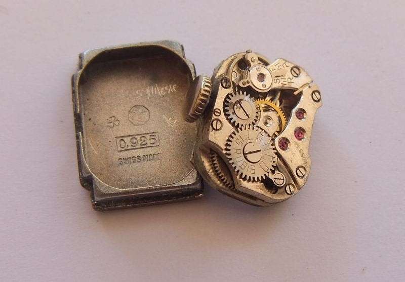 A RARE VINTAGE ART DECO STYLE STERLING SILVER WIND UP COCKTAIL WATCH BY LANCO ...WORKING