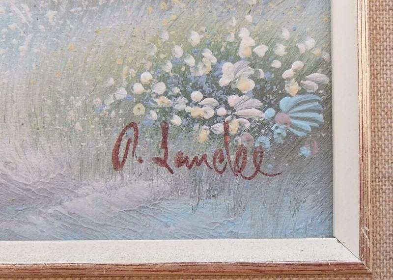 WOW !! A VERY CHARMING PAIR OF ORIGINAL OIL ON BOARD PAINTINGS DEPICTING YOUNG CHILDREN AT THE LAKE